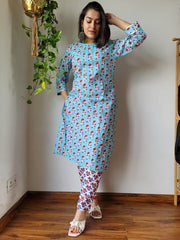 New Exclusive Hand  block printed Stitched Cotton  Kurtis with Pant