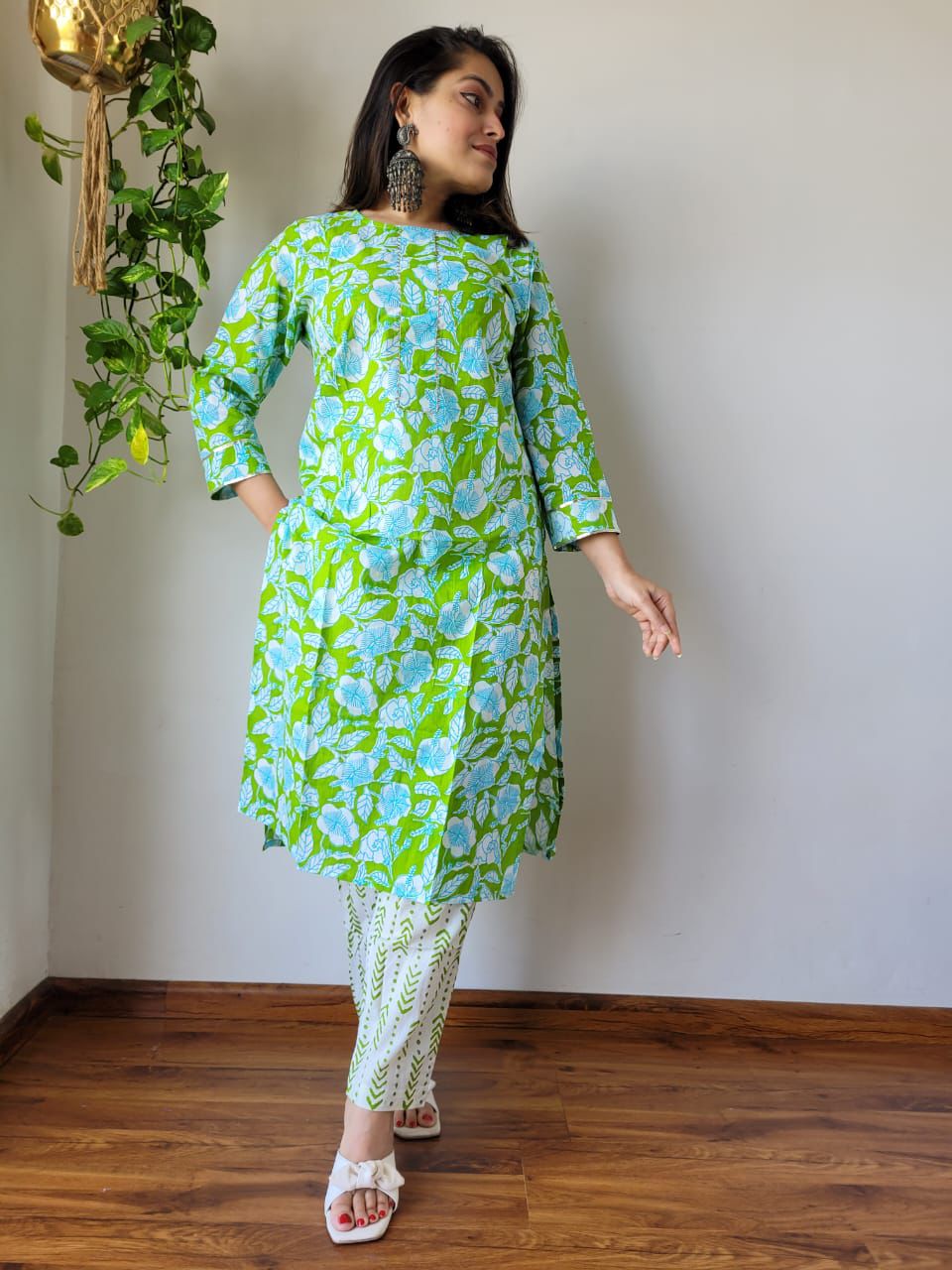 New Exclusive Hand  block printed Stitched Cotton  Kurtis with Pant