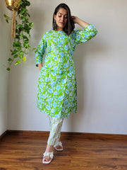 New Exclusive Hand  block printed Stitched Cotton  Kurtis with Pant