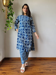 New Exclusive Hand  block printed Stitched Cotton  Kurtis with Pant