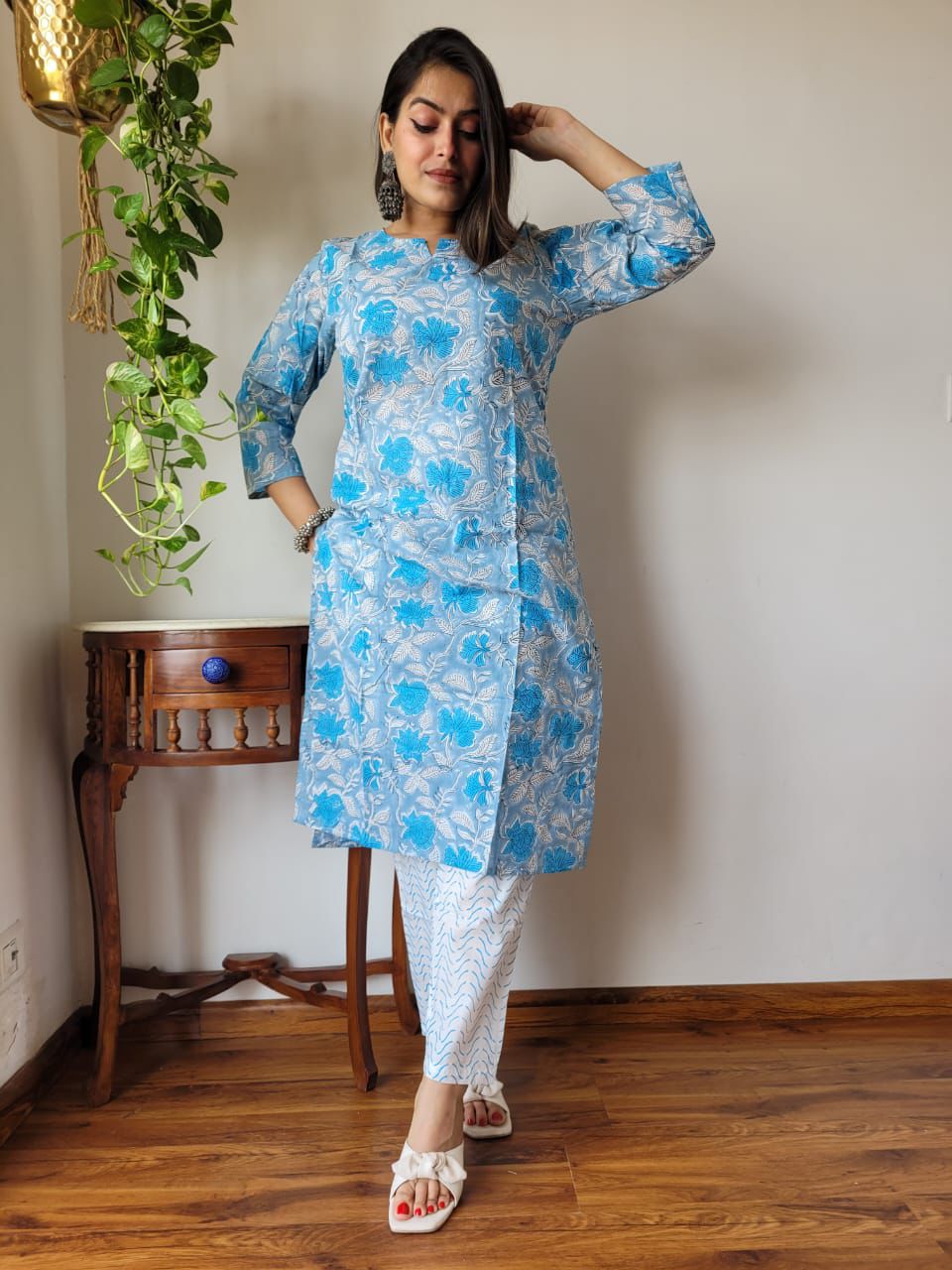 New Exclusive Hand  block printed Stitched Cotton  Kurtis with Pant