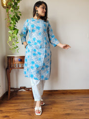 New Exclusive Hand  block printed Stitched Cotton  Kurtis with Pant