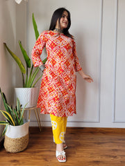 New Exclusive Hand  block printed Stitched Cotton  Kurtis with Pant