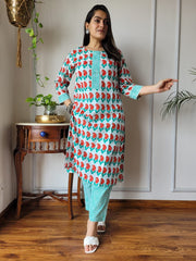 New Exclusive Hand  block printed Stitched Cotton  Kurtis with Pant