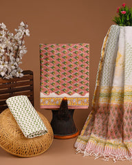 Premium Sanganeri Printed Cotton Suit With Kota Doria Dupatta