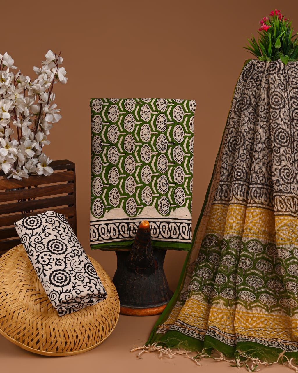 Premium Sanganeri Printed Cotton Suit With Kota Doria Dupatta