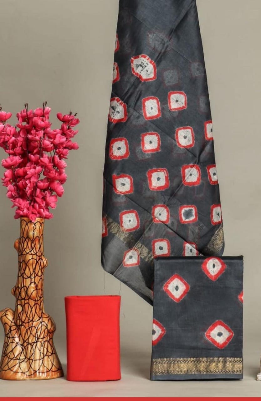 Premium Hand Block Printed Maheshwari Silk Suit(BFMAH24)