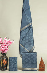 Premium Hand Block Printed Maheshwari Silk Suit(BFMAH26)