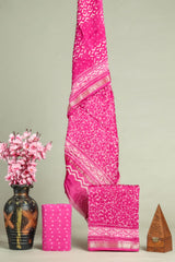 Premium Hand Block Printed Maheshwari Silk Suit(BFMAH34)