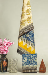 Premium Hand Block Printed Maheshwari Silk Suit(BFMAH39)
