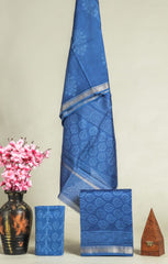 Premium Hand Block Printed Maheshwari Silk Suit(BFMAH40)