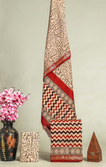 Premium Hand Block Printed Maheshwari Silk Suit(BFMAH41)