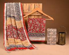 Premium Hand Block Printed  Lilen Suit With Lilen Dupatta