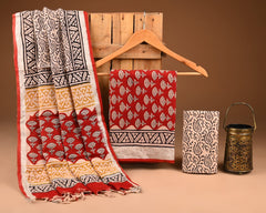 Premium Hand Block Printed Lilen Suit With Lilen Dupatta
