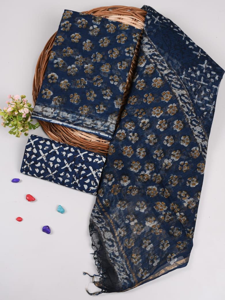 Rust Red Ethnic Printed kota doriya Suit Set (BFFKO07)