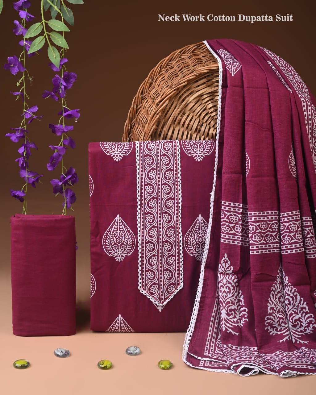 PREMIUM GOTA PATTI COTTON SUIT SET WITH COTTON DUPATTA(BFCOTGH105)