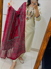 *NEW COLLECTION LOUNCH *

*Pure fine Cotton fabric   heavy embroidery  Kurti with Pant with cotton 100-100 Dupatta*