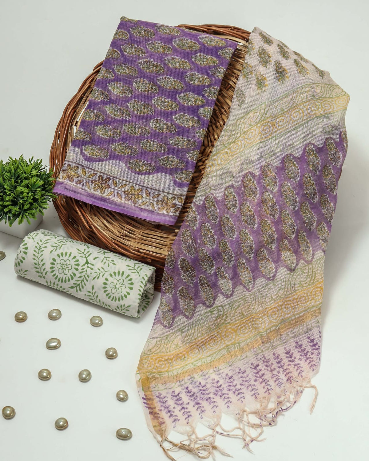 Premium Sanganeri Printed kota Suit With Kota Doria Duppta(BFFKO29)