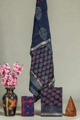 Premium Hand Block Printed Maheshwari Silk Suit(BFMAH33)