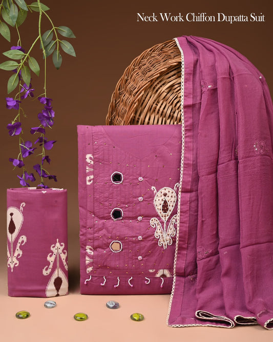 PREMIUM GOTA PATTI COTTON SUIT SET WITH CHIFFON DUPATTA