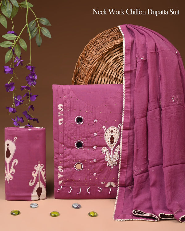 PREMIUM GOTA PATTI COTTON SUIT SET WITH CHIFFON DUPATTA
