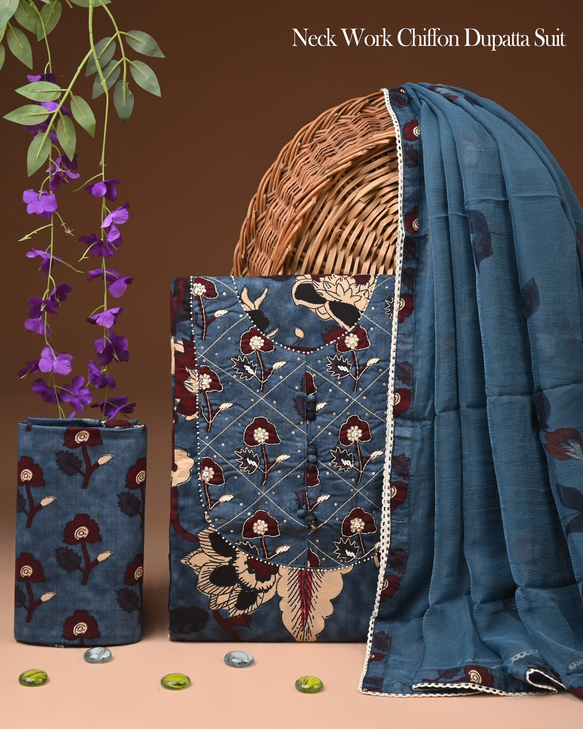 PREMIUM GOTA PATTI COTTON SUIT SET WITH CHIFFON DUPATTA