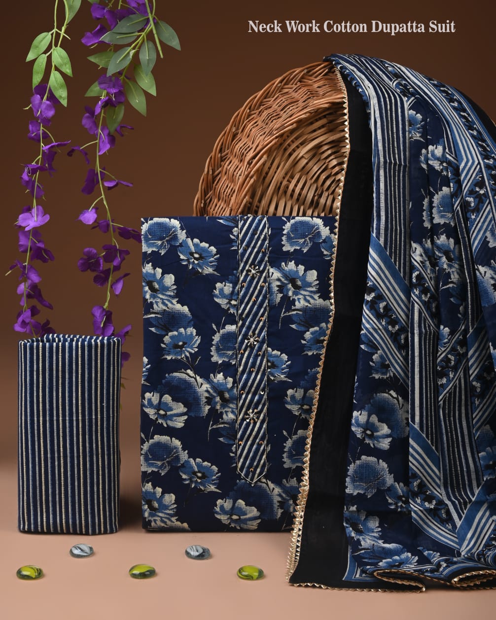 PREMIUM GOTA PATTI COTTON SUIT SET WITH COTTON DUPATTA(BFCOTGH87)