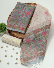 Premium Sanganeri Printed kota Suit With Kota Doria Duppta(BFFKO21)