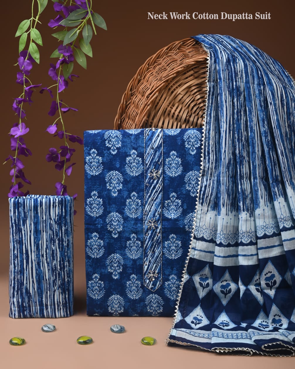 PREMIUM GOTA PATTI COTTON SUIT SET WITH COTTON DUPATTA(BFCOTGH96)