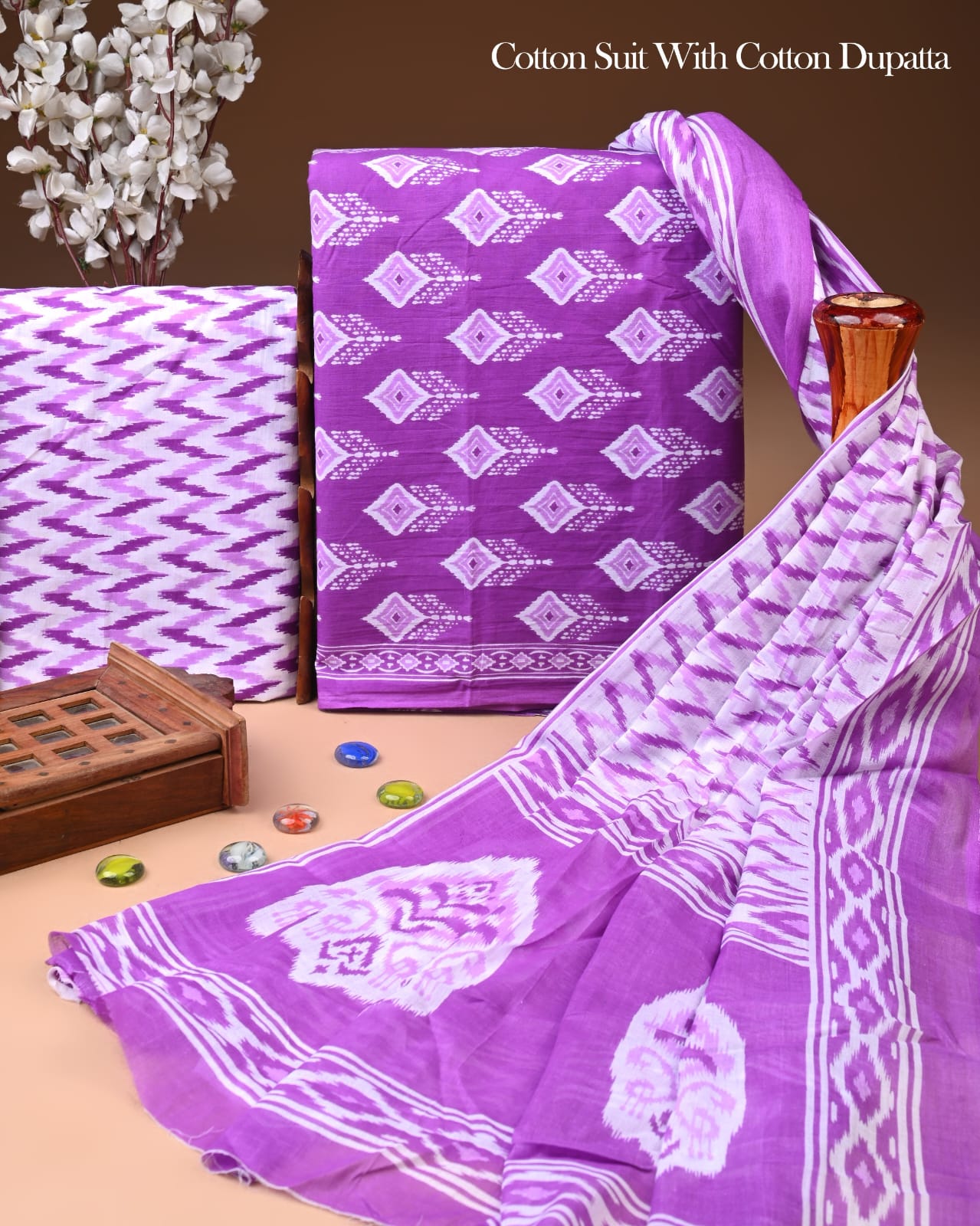 Exclusive Hand Block Cotton Suit With Cotton Dupatta