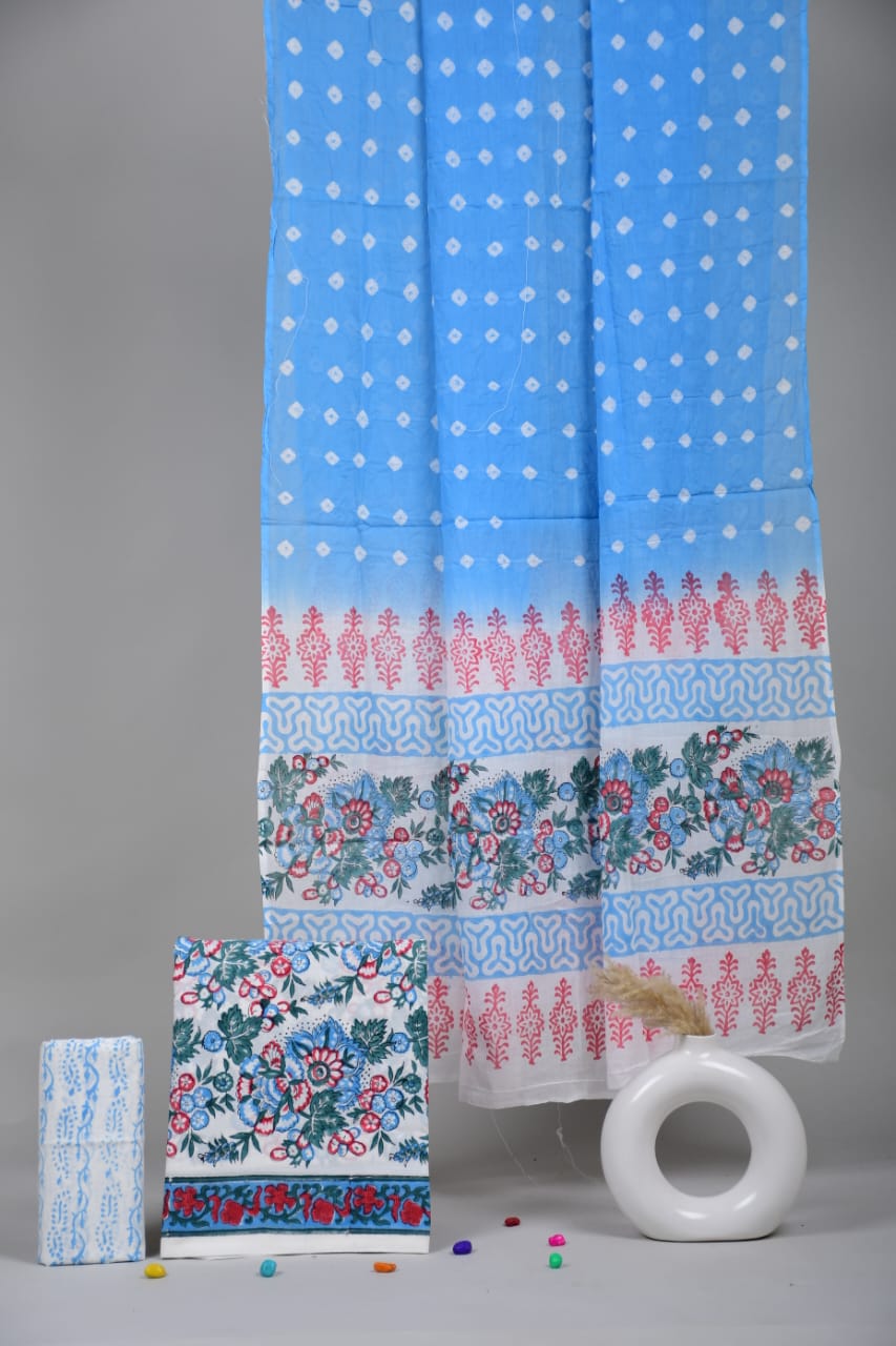 Exclusive Hand Block Cotton Suit With Cotton Dupatta
