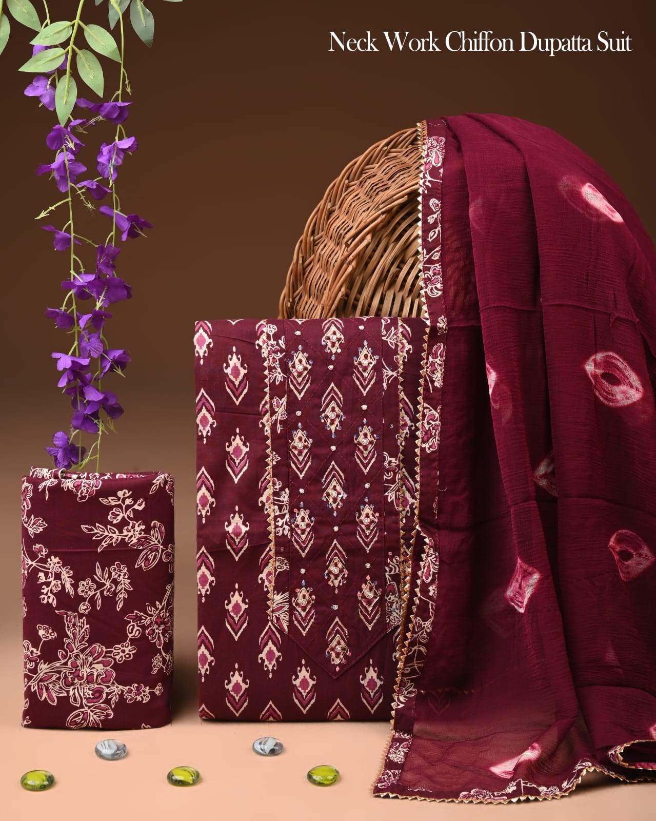 PREMIUM GOTA PATTI COTTON SUIT SET WITH CHIFFON DUPATTA