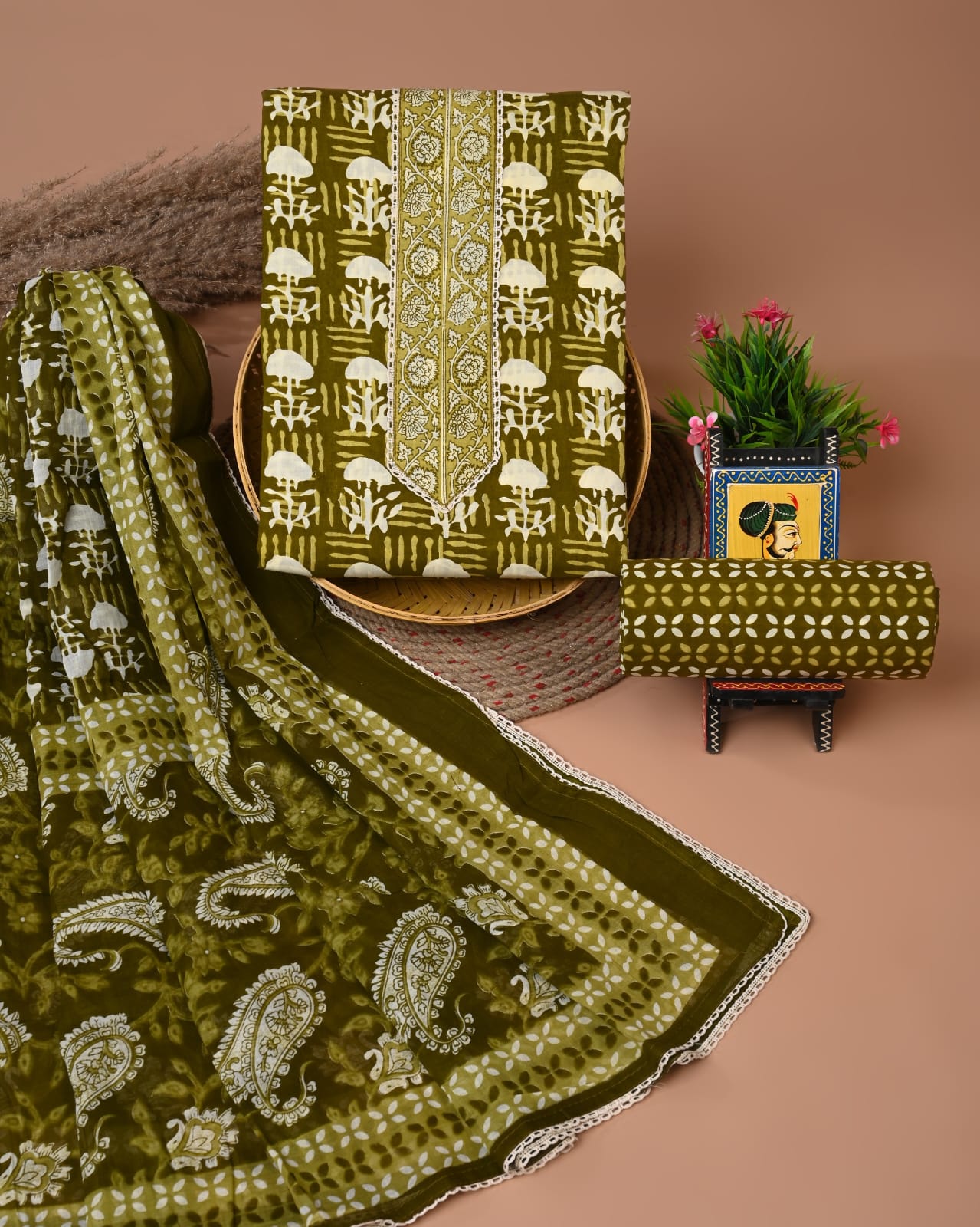 PREMIUM GOTA PATTI COTTON SUIT SET WITH COTTON DUPATTA(BFCOTGP35)