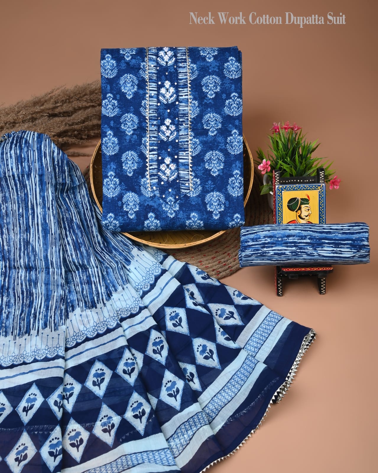 PREMIUM GOTA PATTI COTTON SUIT SET WITH COTTON DUPATTA(BFCOTGP29)