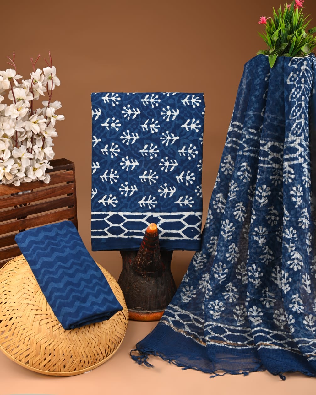 Premium Sanganeri Printed Cotton Suit With Kota Doria Dupatta