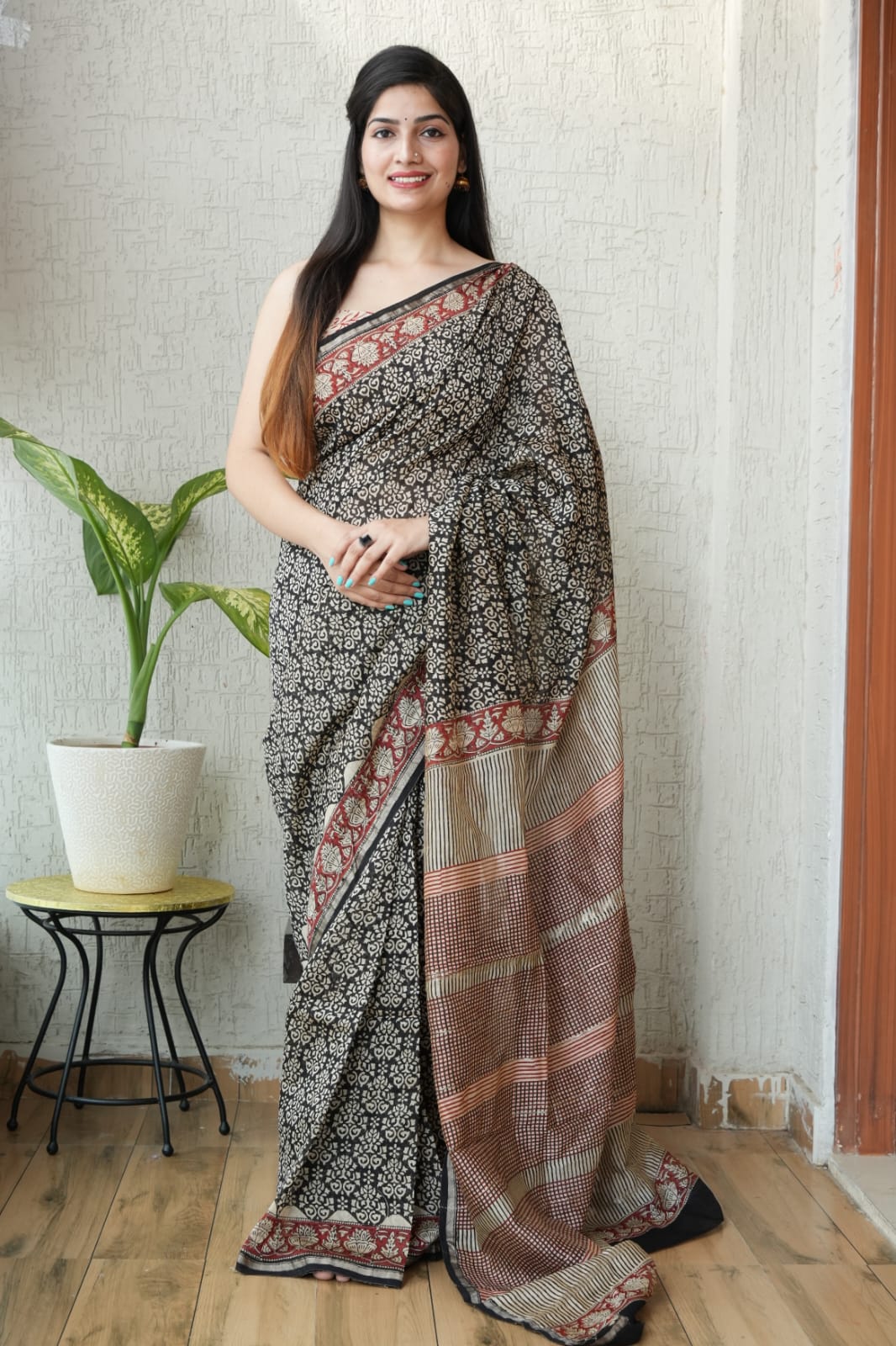 New Designer Hand Block Print Chanderi Silk Saree(BFCS41)
