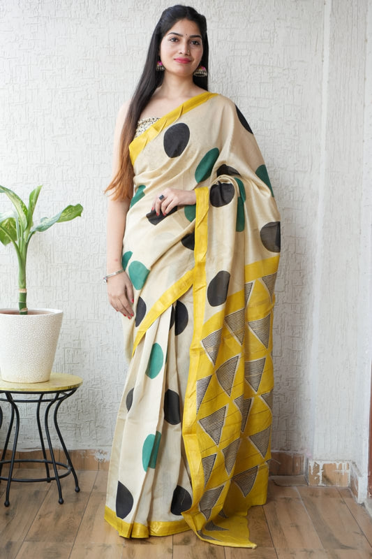 New Designer Hand Block Print Maheshwari Silk Saree (BFMSARE28)
