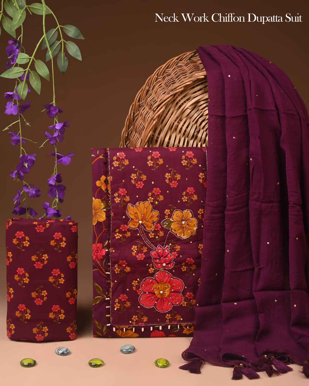 PREMIUM GOTA PATTI COTTON SUIT SET WITH CHIFFON DUPATTA