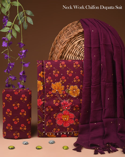 PREMIUM GOTA PATTI COTTON SUIT SET WITH CHIFFON DUPATTA