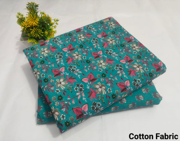 Teal Floral Cotton Fabric (BFTB129)