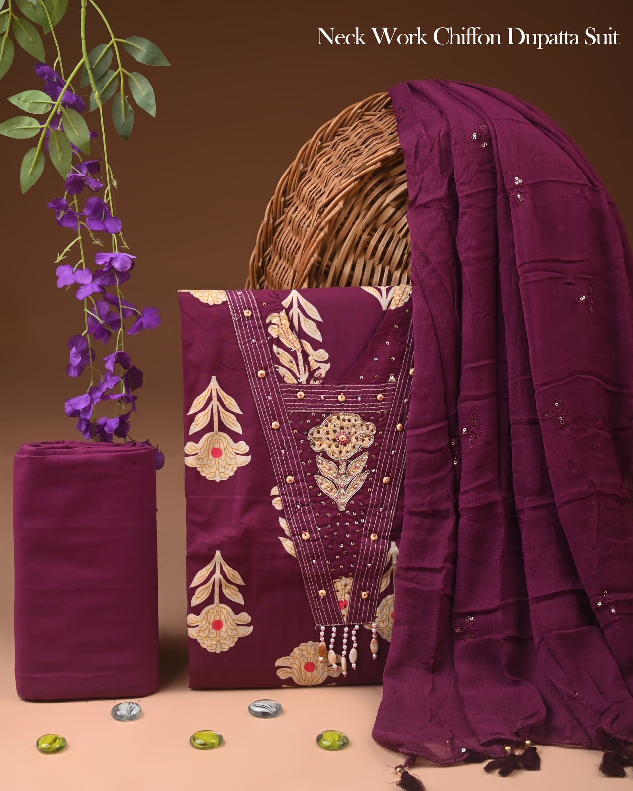 PREMIUM GOTA PATTI COTTON SUIT SET WITH CHIFFON DUPATTA