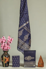 Premium Hand Block Printed Maheshwari Silk Suit(BFMAH36)