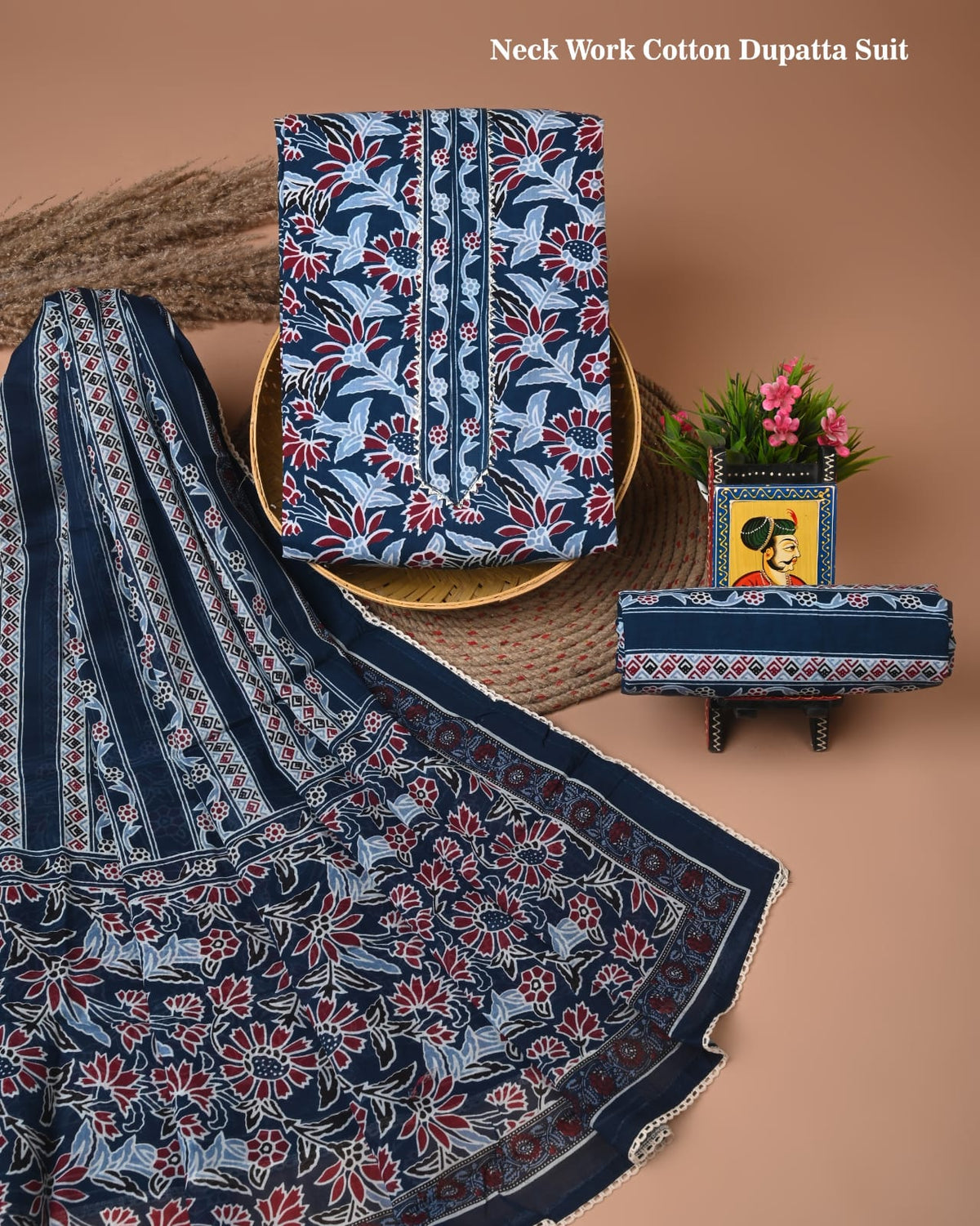 PREMIUM GOTA PATTI COTTON SUIT SET WITH COTTON DUPATTA(BFCOTGH98)