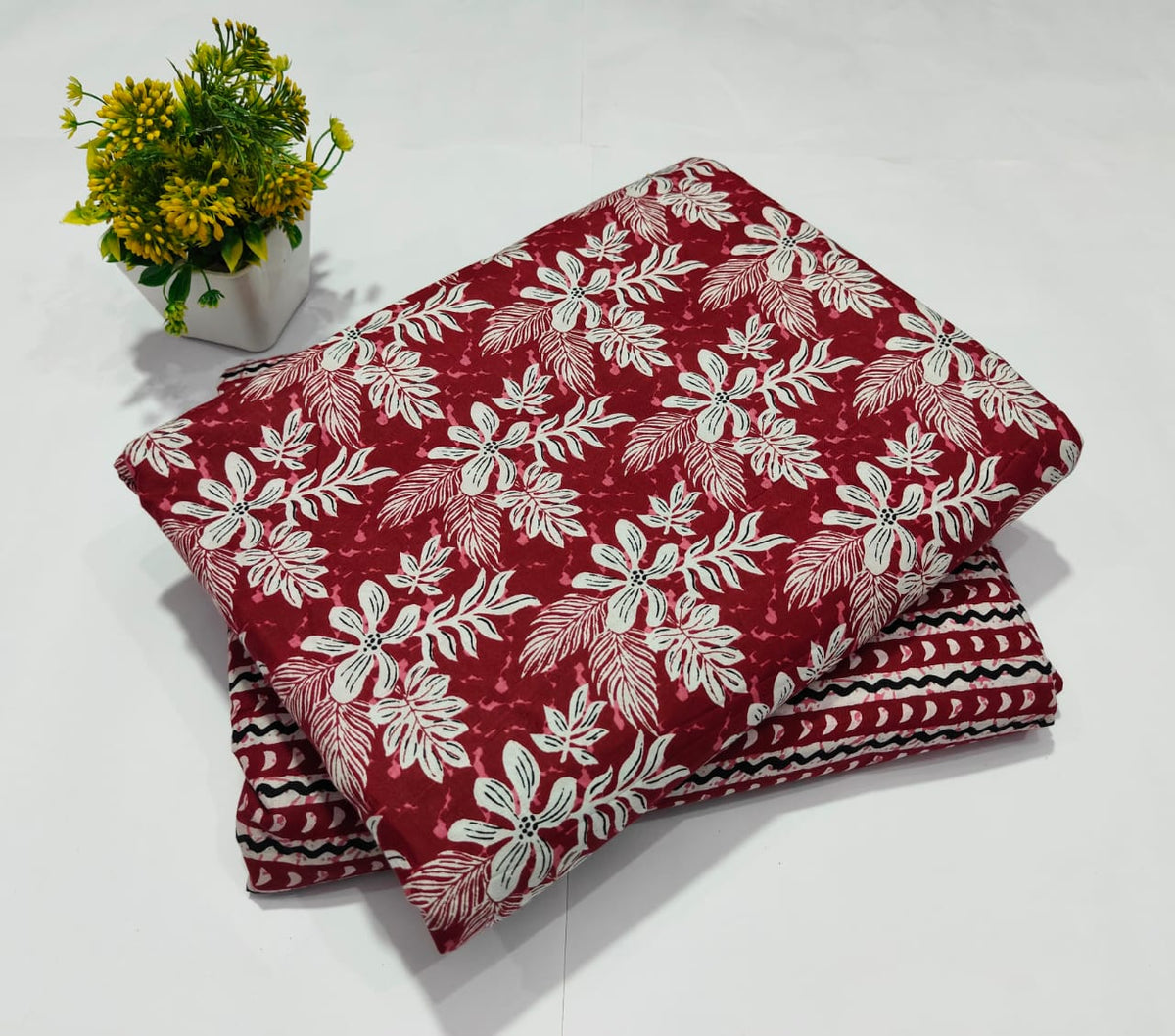 Premium Hand Block Printed Cotton Suit Top And Bottom Set (BFTB12)
