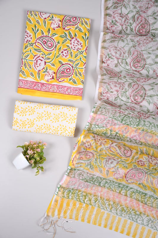 Premium Sanganeri Printed Cotton Suit With Kota Doria Dupatta (BFCOTKD62)