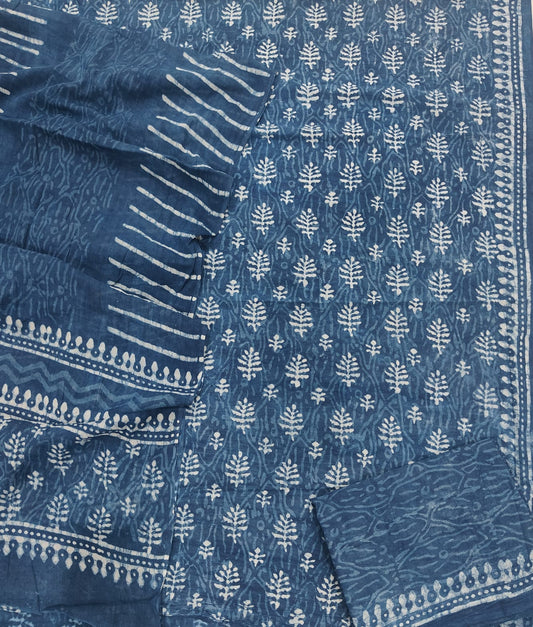 Exclusive Hand Block Cotton Suit With Cotton Dupatta(BFCOT101)