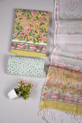 Premium Sanganeri Printed Cotton Suit With Kota Doria Duppta(BFCOTKD36)