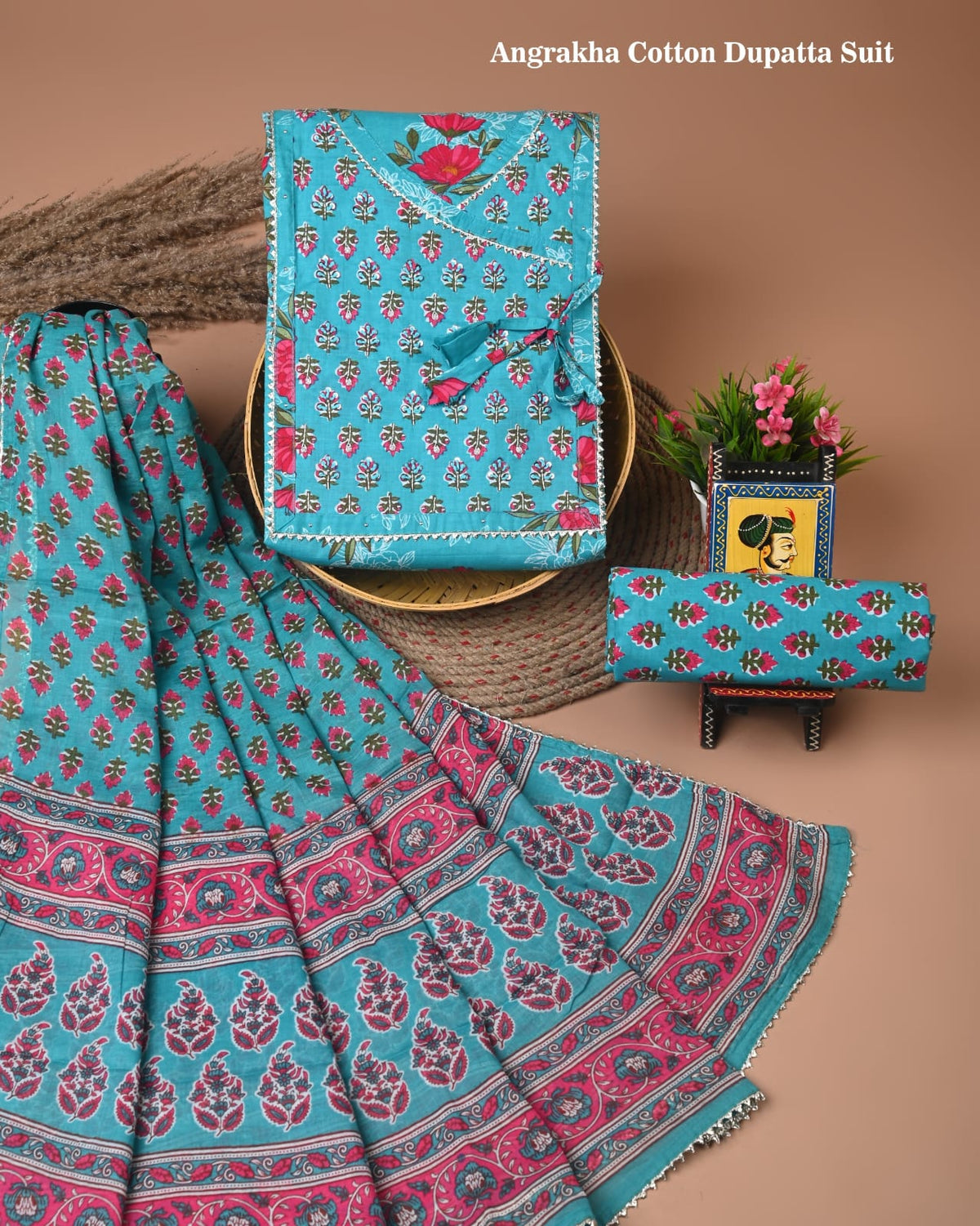 PREMIUM GOTA PATTI COTTON SUIT SET WITH COTTON DUPATTA(BFCOTGH75)