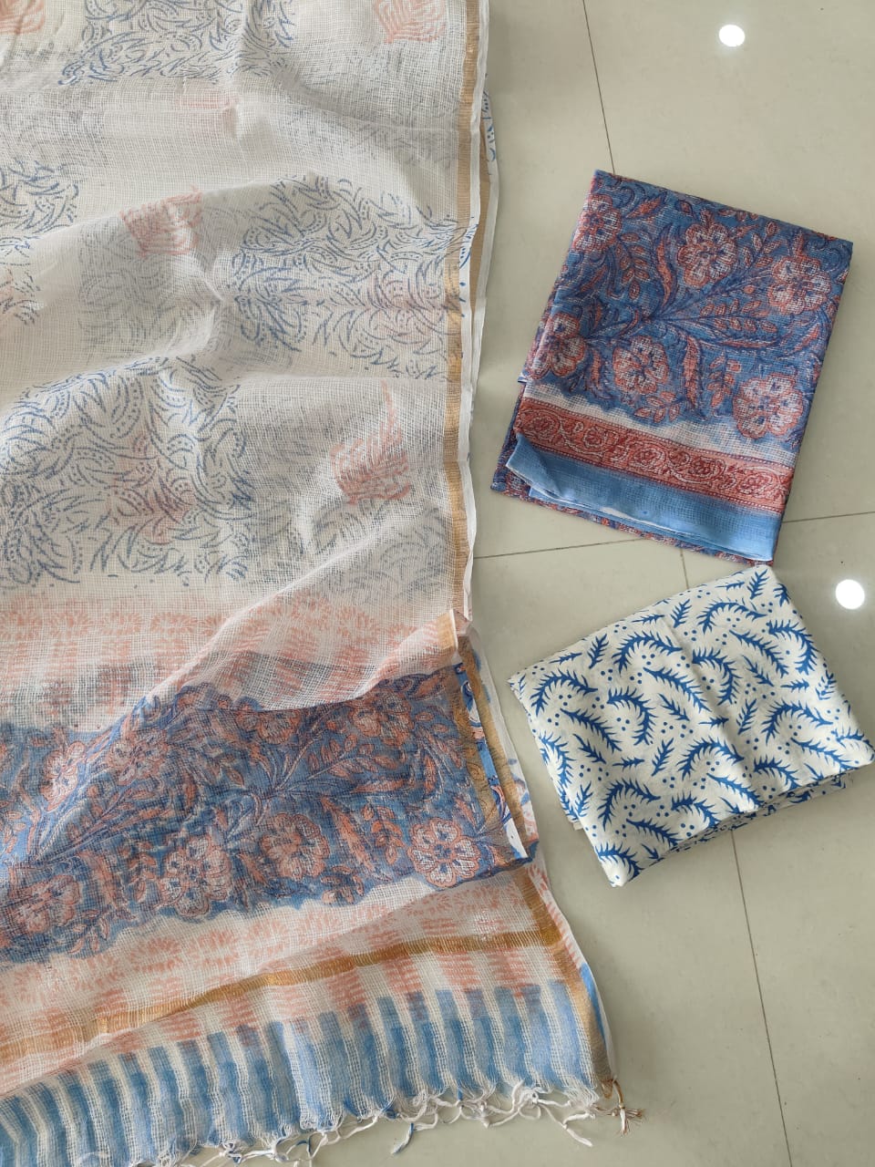 Premium Sanganeri Printed kota Suit With Kota Doria Duppta