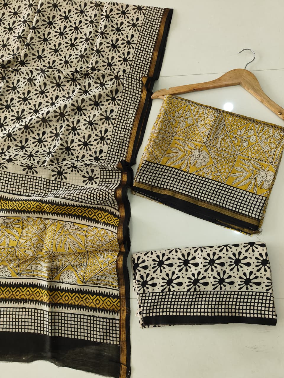 EXCLUSIVE HAND BLOCK CHANDERI SILK SUIT SET WITH CHANDERI DUPATTA